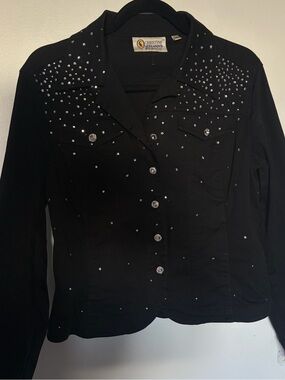 Christine Alexander Black Studded Jean Jacket